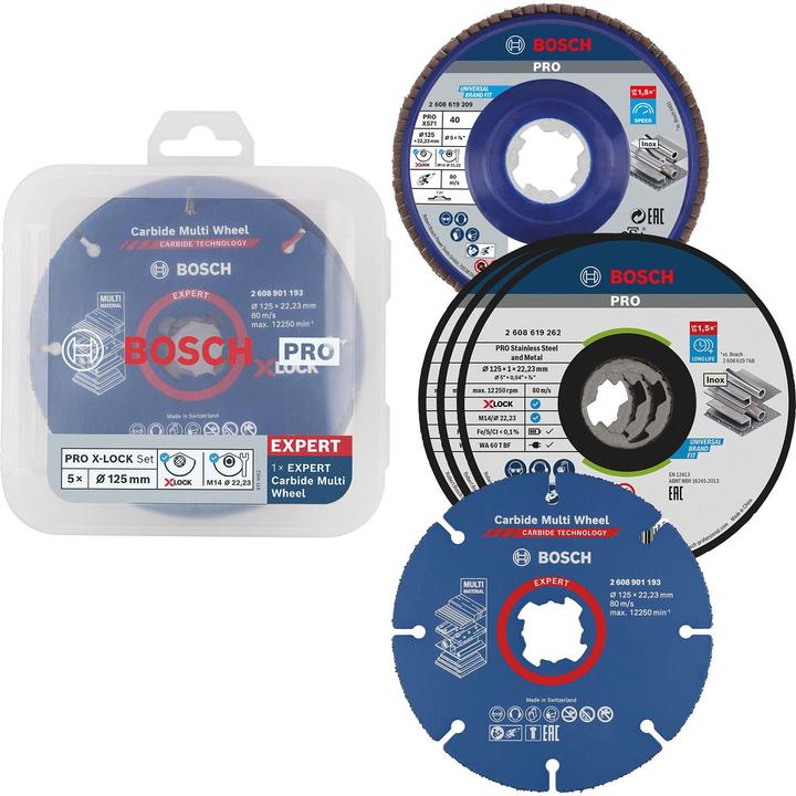Bosch Professional Zubehör PRO Cutting and grinding X-Lock set, 125 x 1 x 22.23 mm