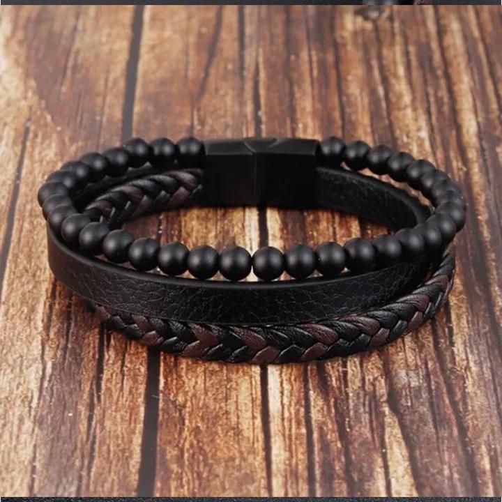 Produktbild Cbx Lederarmband mit Perlen und Magnetschnalle 22cm (22 cm, Leder, Edelstahl)