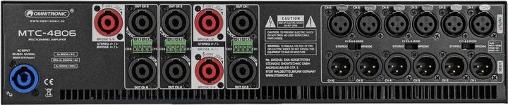 Actual product image Omnitronic MTC-4806 6-channel power amplifier