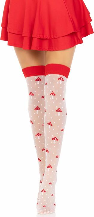 Image du produit Leg Avenue Champignon Chaussettes Hautes Rouge/Blanc (Taille unique)