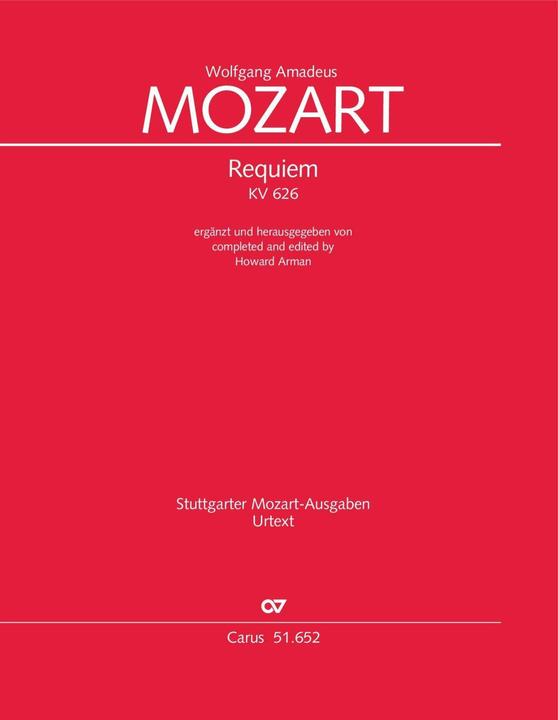 Immagine prodotto Mozart: Requiem KV 626 (riduzione per pianoforte) (Latino, Tedesco, Wolfgang Amadeus Mozart, Arman Howard, 2023)