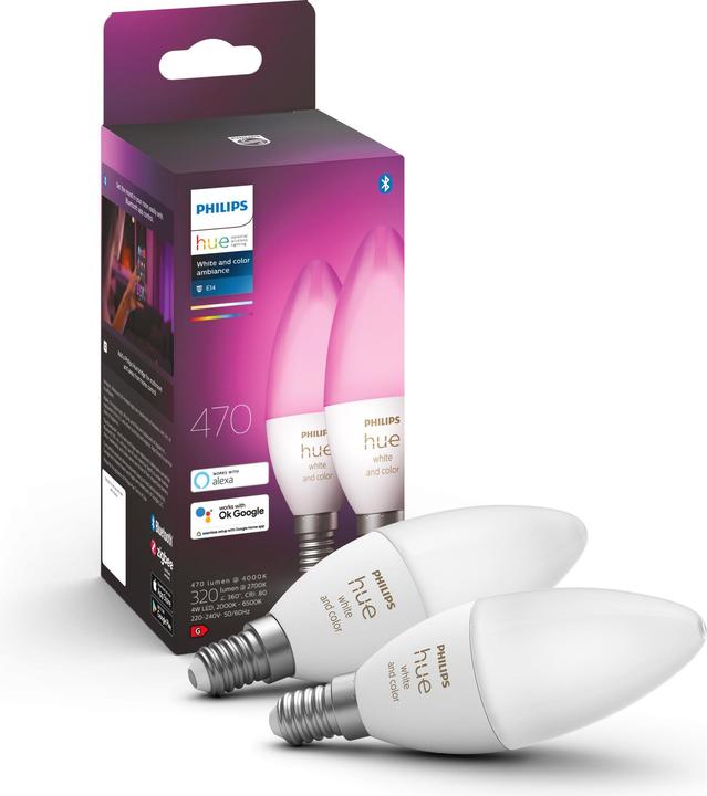 Produktbild Philips Hue White & Color BT (E14, 5.30 W, 470 lm, 2 x, G)