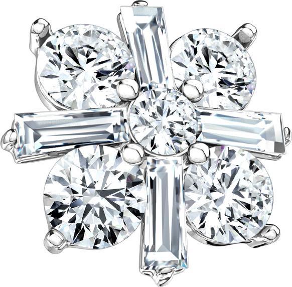 Star Piercing Dermal Anchor silber Prinzesschliff (Chirurgenstahl 316L, Messing)