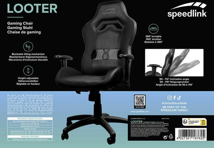 Produktbild Speedlink LOOTER Gaming Chair, black-black