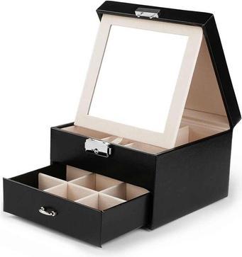 Ecarla Jewellery Box With Mirror And Drawer Black