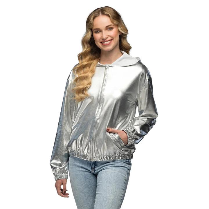 Produktbild Boland 80er Jahre Metallic Rave Jacke Silber (L)