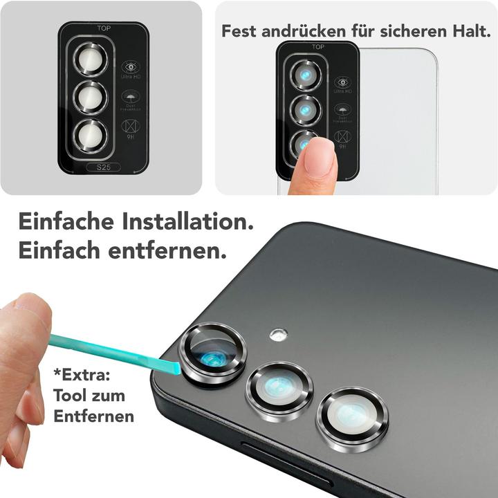 Produktbild Nalia Focus.Pro CLX - Kameraschutz Linsenglas Reflexionsfrei - Camera Lens Protector (1 Stück, Samsung Galaxy S25)