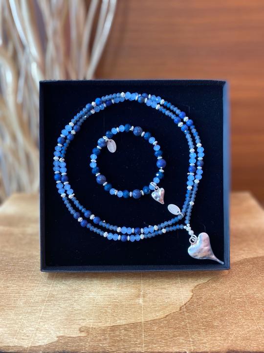 Immagine prodotto Andreani Parure di gioielli "Cuore" in vera sodalite (Blu)
