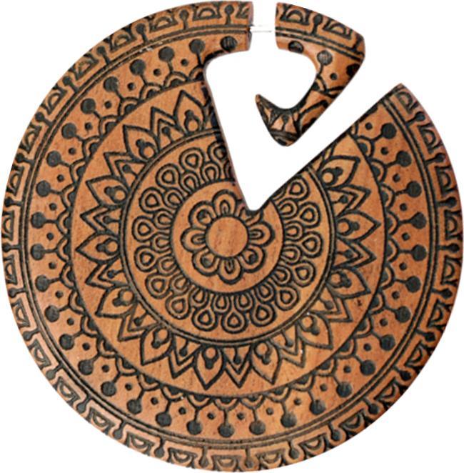 Immagine prodotto Star Piercing Fake Ohrgewicht Teller Mandala Sonne aus Sawoholz (Sawoholz)
