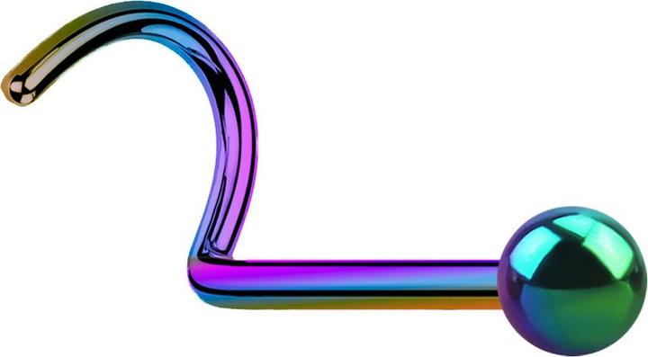 Produktbild Star Piercing Nasenstecker gebogen farbig mit Kugel (Chirurgenstahl 316L, ohne Messing)
