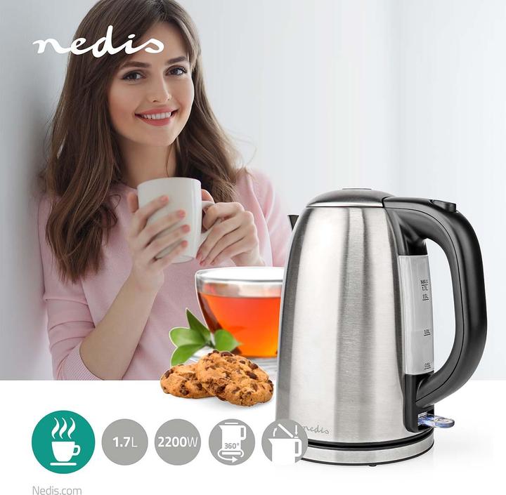 Actual product image Nedis Kettle - 360° rotating base - Concealed heating element - Strix control - Dry-boil protection - (1.70 l, EU plug)