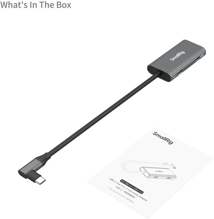 Image du produit SmallRig 4598 4 in 1 USB C Hub PD 100W / USB C 3.1 / USB C 2.0 avec adaptateur audio x 2 (USB-C, 3 Ports)