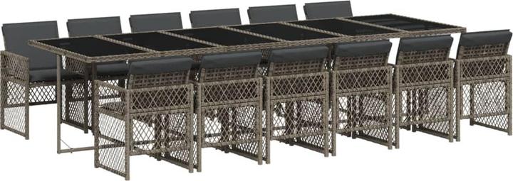 Produktbild VidaXL Gartenmöbel Essgruppe Gartengarnitur Sitzgruppe 13-tlg. Grau Poly Rattan (330 cm)
