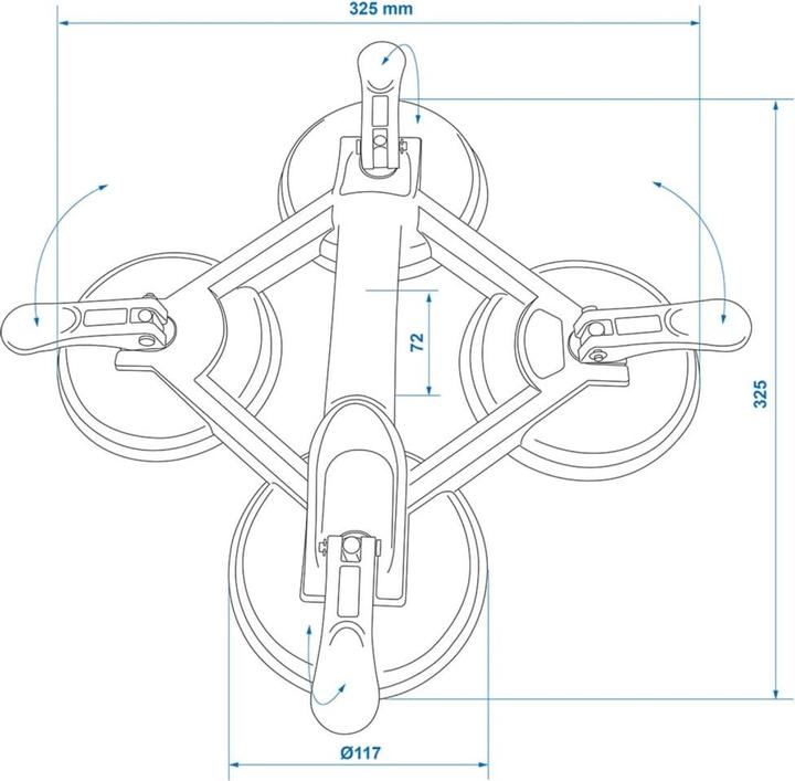 Produktbild ProPlus Saugheber Aluminium mit 4 Saugnäpfen (180 kg)