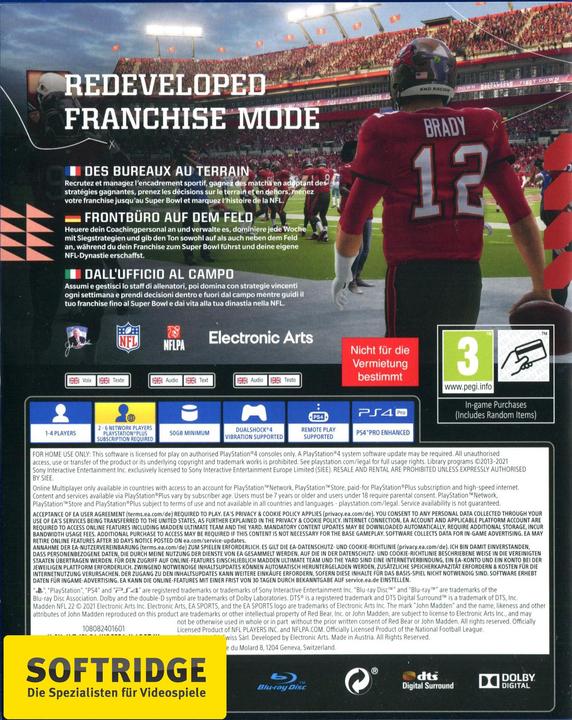 Image du produit EA Games Madden NFL 22 (PS4, EN, DE, IT, FR)