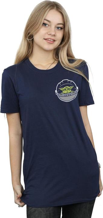 Actual product image Star Wars Womens/Ladies The Mandalorian The Child Drawn Breast Print Cotton Boyfriend T-Shirt (XL)