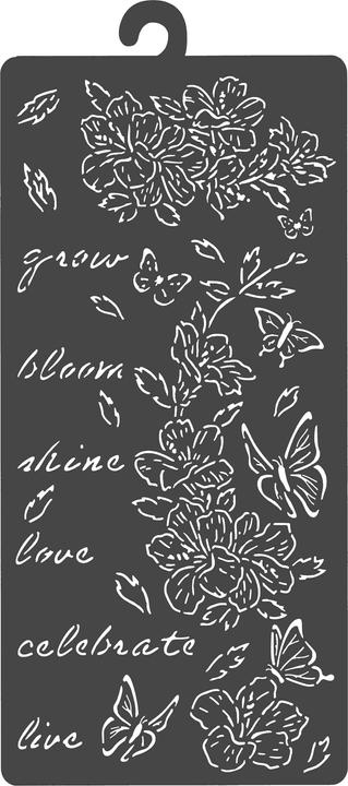 Image du produit Stamperia Pochoir "Secret Diary - Flowers & Butterfly", 12 x 25 cm