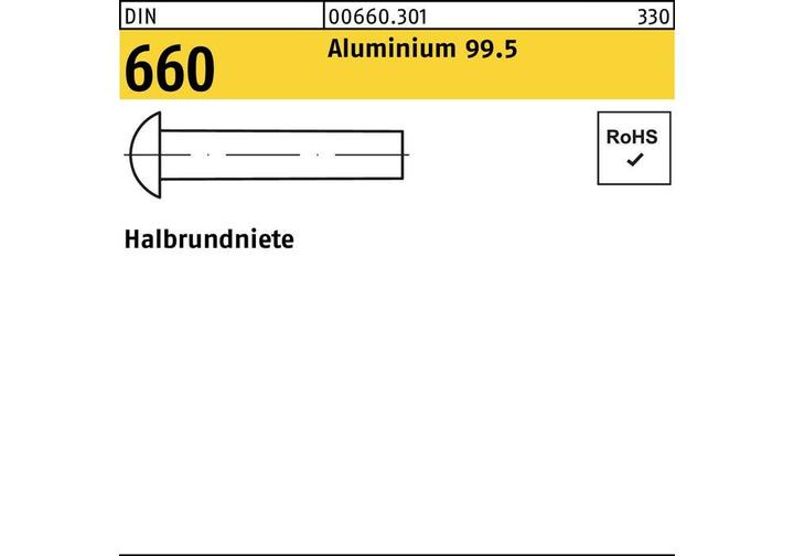 Produktbild Halbrundniete DIN 660 6 x 35 Aluminium 99.5