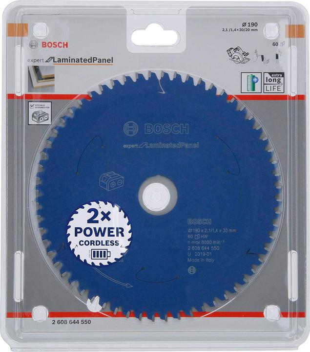 Actual product image Bosch Professional Zubehör Circular saw blade Expert for Laminated Panel, 190 x 2.1/1.4 x 30, 60 teeth