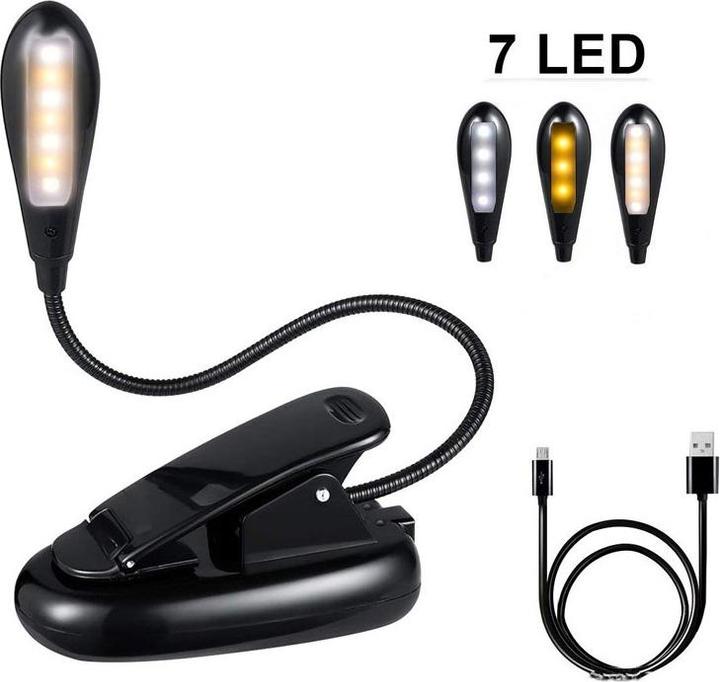 Produktbild Werkstein Mini LED Leselampe biegbar Schwanenhals mit Clip Halterung