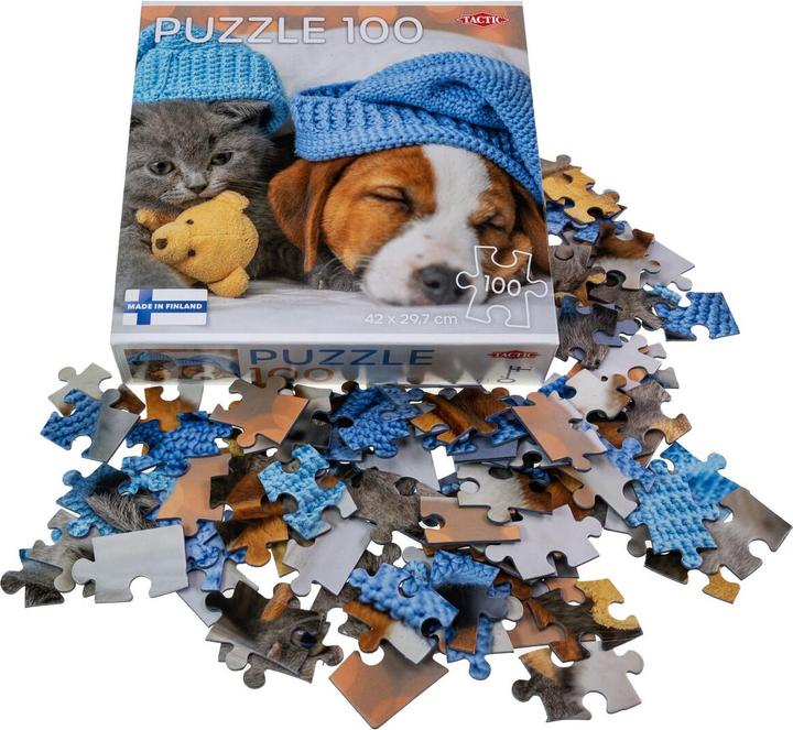 Produktbild Selecta Spielzeug Puzzle Süsses Kätzchen und schläfriger Hund, 100 Teile. (100 Teile)