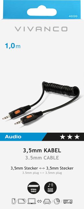 Immagine prodotto Vivanco Cavo a spirale (1 m, Connettore da 3,5 mm (AUX))