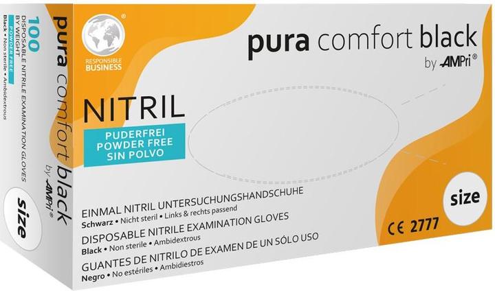 Immagine prodotto Ampri PURACOMFORT BLACK, guanto da esplorazione in nitrile, senza polvere, nero, taglia S (S)