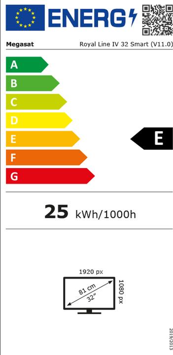 Etichetta energetica Megasat TV Royal Line IV 32 Smart, 12 / 24 / 230 volt (32", LED)