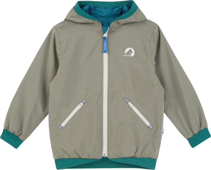 finkid wendbare Regenjacke Muutuva vetiver/deep jungle (140, 146)