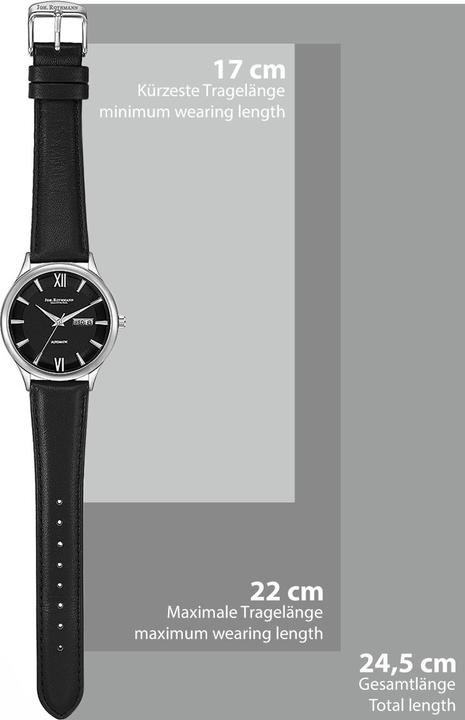 Produktbild John Rothmann Herren Automatikuhr Leopold Echtleder Schwarz - 26883 (Analoguhr, 40 mm)