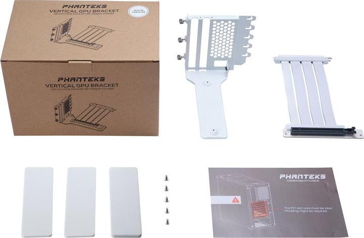 Produktbild Phanteks Vertikales GPU-Bracket II + PCI-E 4.0 x16 Riser Flachband-Kabel, 22 cm - weiss
