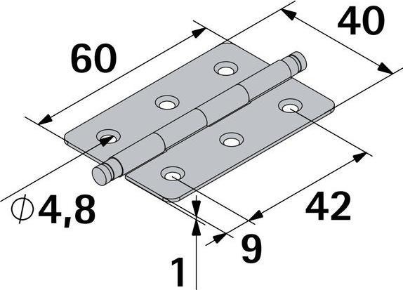 Actual product image Hettich Zierscharnier, vermessingt 60x40 mm, 2 Stck