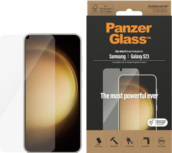 Actual product image PanzerGlass Screen Protector Ultra Wide Fit Galaxy S23 (1 Piece, Samsung Galaxy S23)