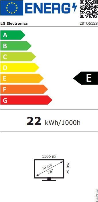 Energielabel LG TV 28" 28TQ515SWZ HD WIT STV WIFI (27.50", TQ51, LED, Klaar voor HD, 2022)