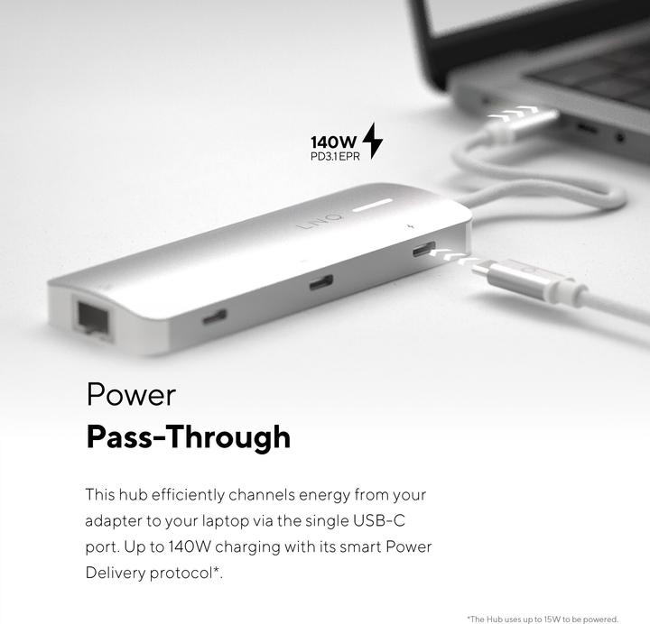 Image du produit LINQ Connects 8in1 PRO USB-C Multiport Hub 140W (USB-C, 8 Ports)