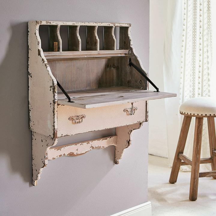 Image du produit Loberon Secrétaire mural Sandrine beige antique (60, 80, 22 cm)
