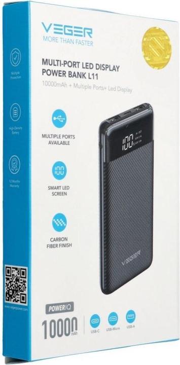 Immagine prodotto 4Kom Veger - W1087 Powerbank (10000 mAh, 20 W, 37 Wh)