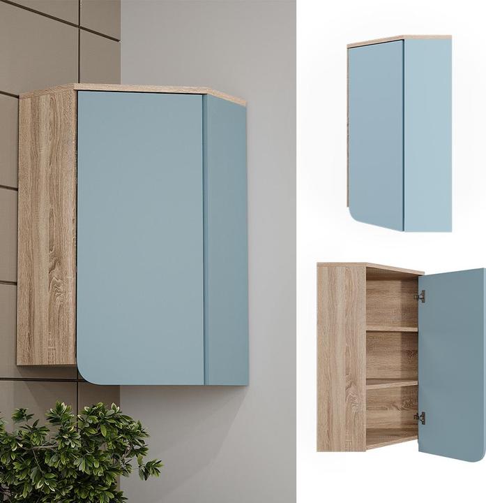Produktbild Vicco Badschrank Karen, Blau-Grau/Sonoma, 50 x 75 cm mit Tür und offenen Fächern