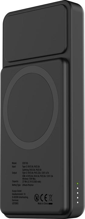 Produktbild Xlayer Kabellose Powerbank 10.000mAh 15W Schwarz mit Solarpanel (10000 mAh, 15 W, 37 Wh)