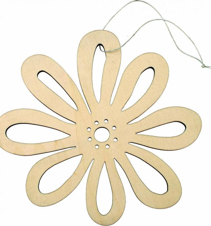 Glorex Wooden flower with hanger, natural (0.70 cm)