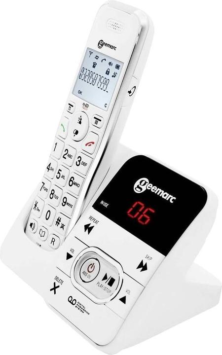 Actual product image Geemarc AMPLIDECT 295 Cordless telephone for seniors Answering machine Illuminated display White
