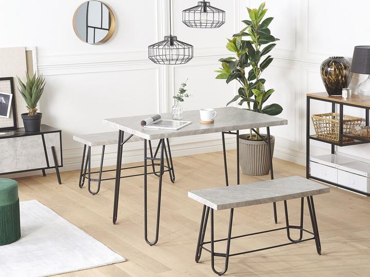 Produktbild Beliani Essgruppe grau Marmor Optik 4-Sitzer 110 x 70 cm KEMPTON (110 x 70 x 76 cm)