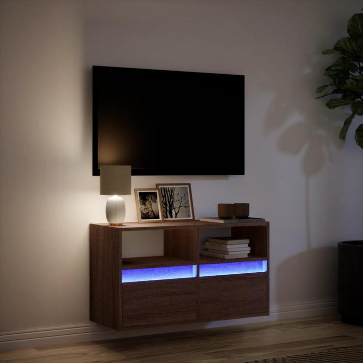 Immagine prodotto VidaXL Mobile TV Parete attrezzata Lavagna sospesa Illuminazione LED effetto rovere marrone