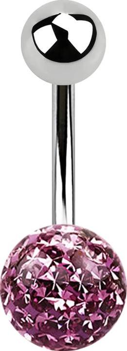 Produktbild Star Piercing Banane silber mit Kugel und Kristall Kugel hellviolett Epoxy Schutzschicht (Chirurgenstahl 316L)