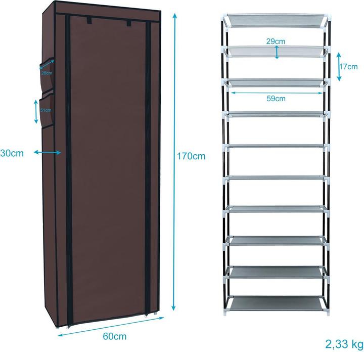 Actual product image Intirilife Faltbarer Stoffschrank (58 x 28 x 170 cm)