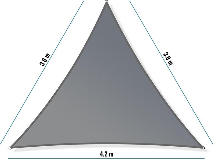 Image du produit Toboli Voile d’ombrage Triangulaire 3x3x4,2m Protection Vent Soleil UV 30+ Auvent Jardin Balcon