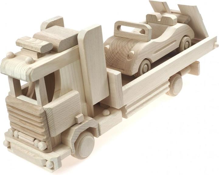 Produktbild Holzecke Autotransporter Gross aus Holz mit Holz-Auto