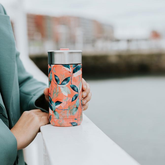 Image du produit Quokka Boost Coffee Tumbler - Tasse isotherme en acier inoxydable avec passoire à thé 400 ml (Exotic Pink) (0.40 l)