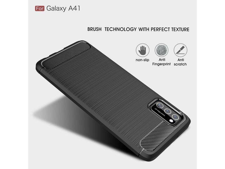Actual product image Screenguard Samsung Galaxy A41 Cover Carbon Brushed Soft TPU (Samsung Galaxy A41)