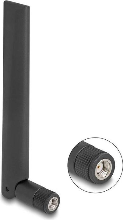 Actual product image Delock WiFi 6E antenna RP-SMA connector 3 dBi omnidirectional with tilt joint black (Wi-Fi)